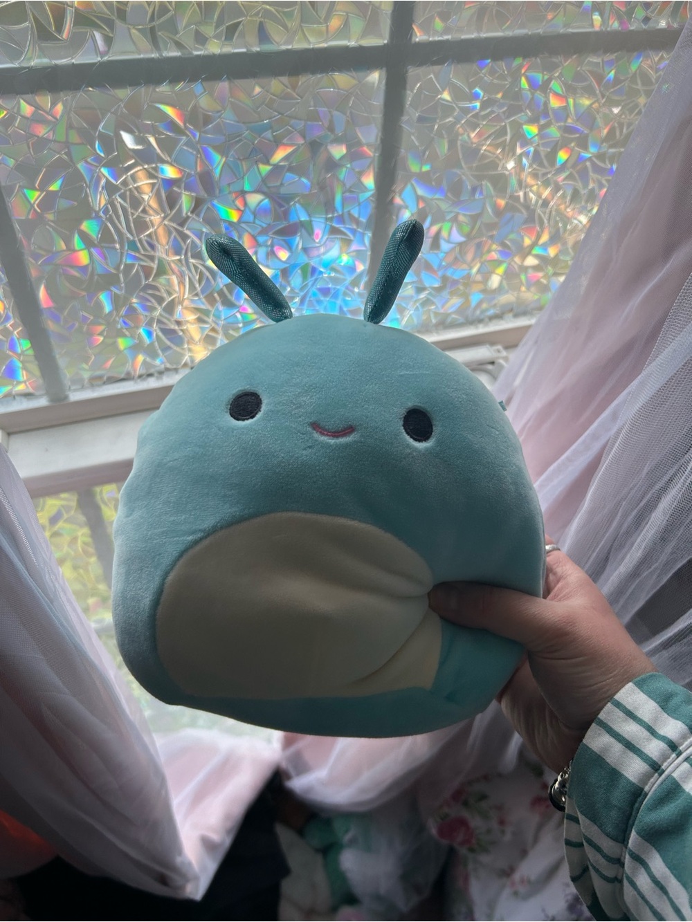 Squishmallow - Plush Teal Snail Kids Pillow - Soft Teal and Cream